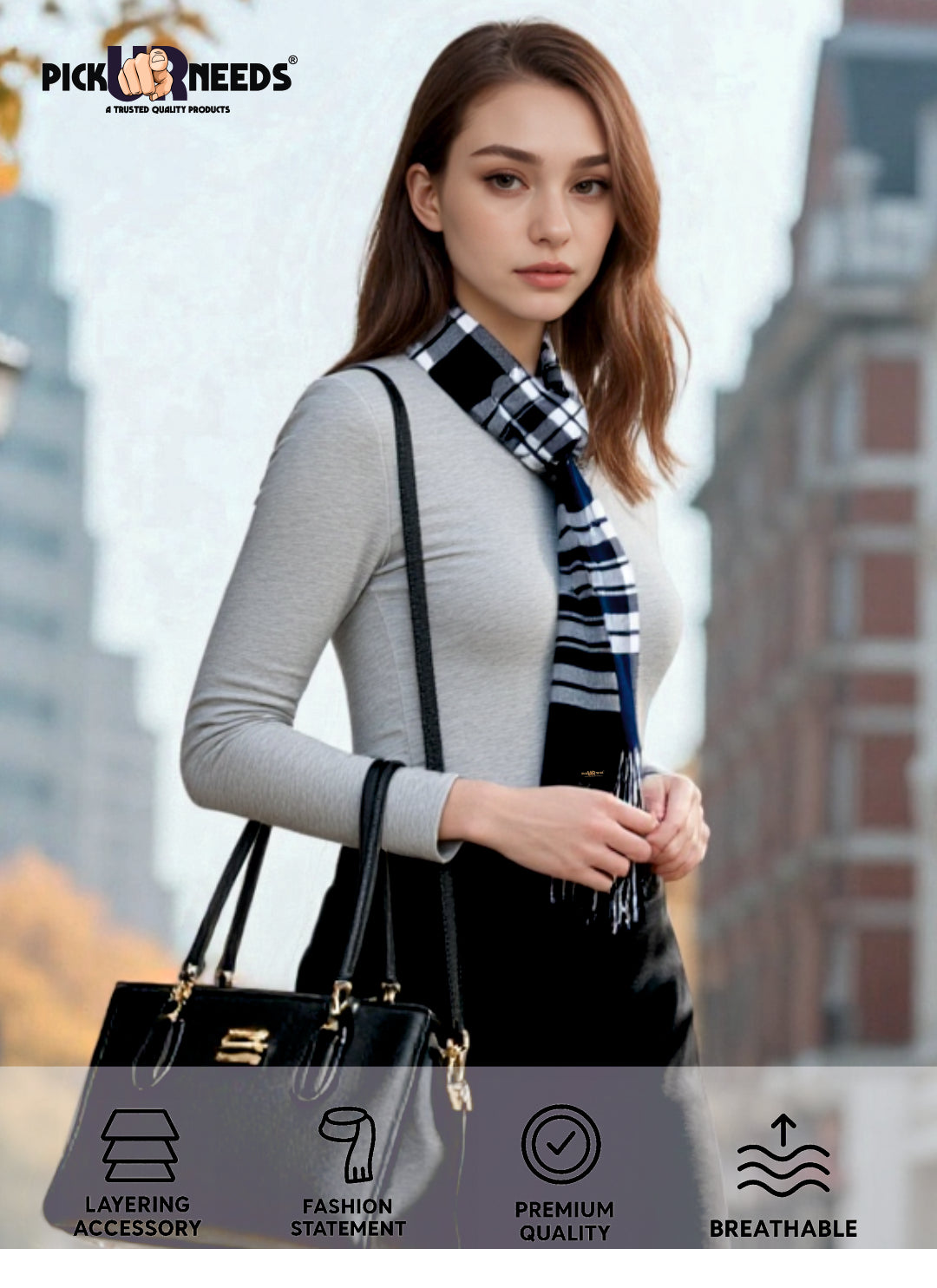 Pick Ur Needs Pure Cashmere Womens Winter Stylish Muffler Warm, Soft and Trendy Scarves for Cold W