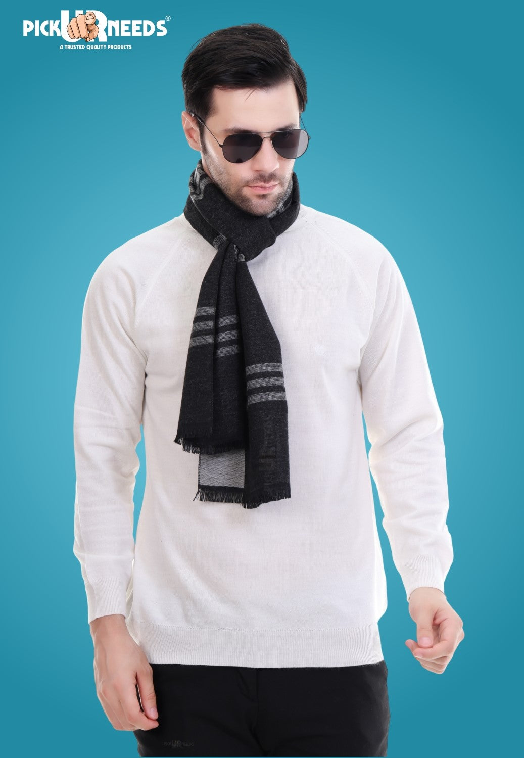 Pick Ur Needs Men's Muffler Check Desgin Premium Woolen Blend Fabric Stylish Look Muffler For Men