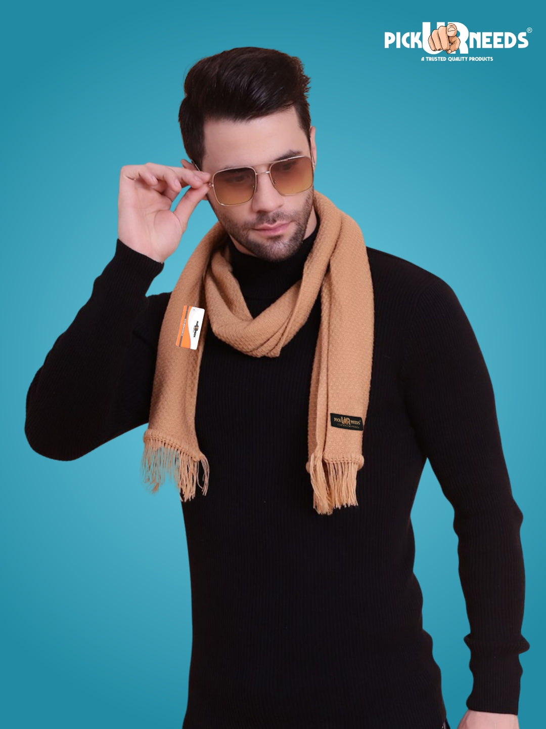Pick Ur Needs Premium Soft Knitted Winter Muffler for Men Elegant Wool Blend Scarf with Tassel Fringe Stylish Warm Winter Wear for Casual & Formal Outfits