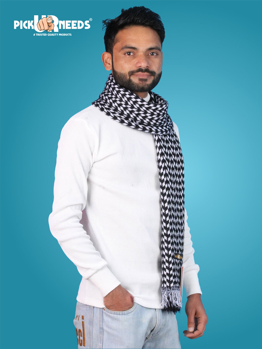 Pick Ur Needs Soft Warm Woolen Premium Winter Muffler for Men Scarf with Stylish Check Pattern Long & Comfortable Cold Weather Neck Wrap