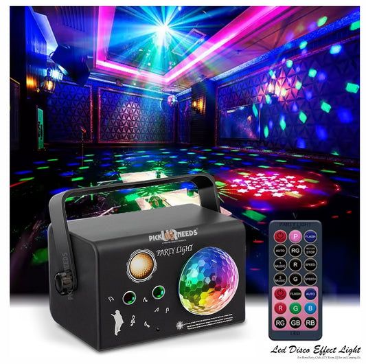 Pick Ur Needs Party Lights DJ Disco Light with Remote – Sound Activated LED Strobe Laser Light Projector for Home, Club, Birthday, Wedding, Christmas, Stage – RGB Color Effects & Patterns