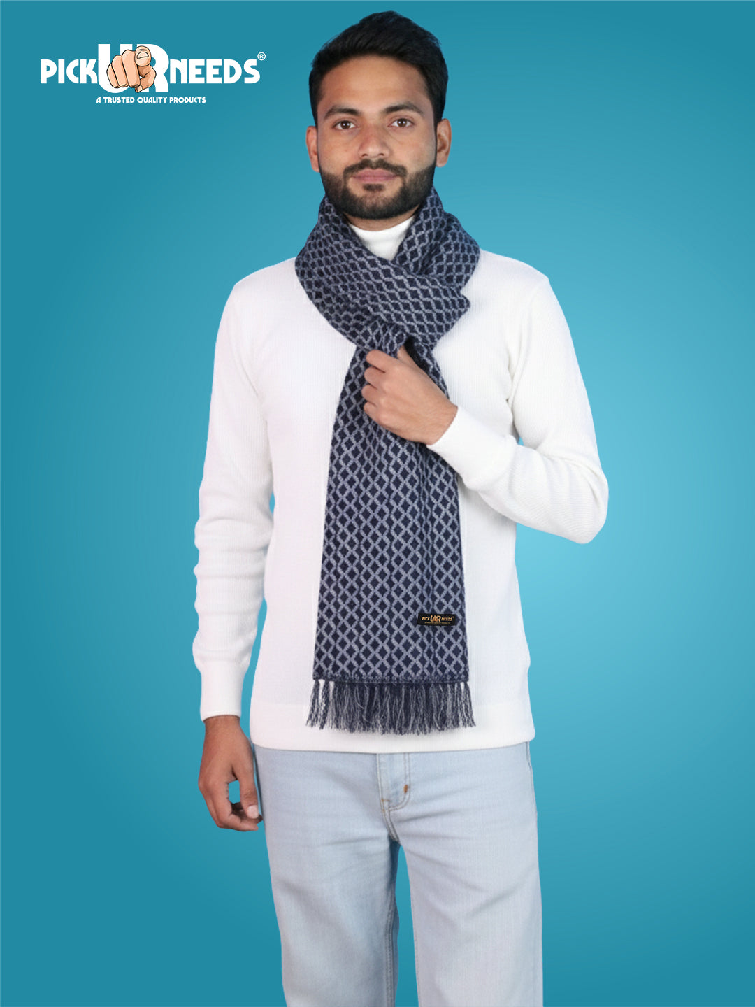 Pick Ur Needs Soft Warm Woolen Premium Winter Muffler for Men Scarf with Stylish Check Pattern Long & Comfortable Cold Weather Neck Wrap