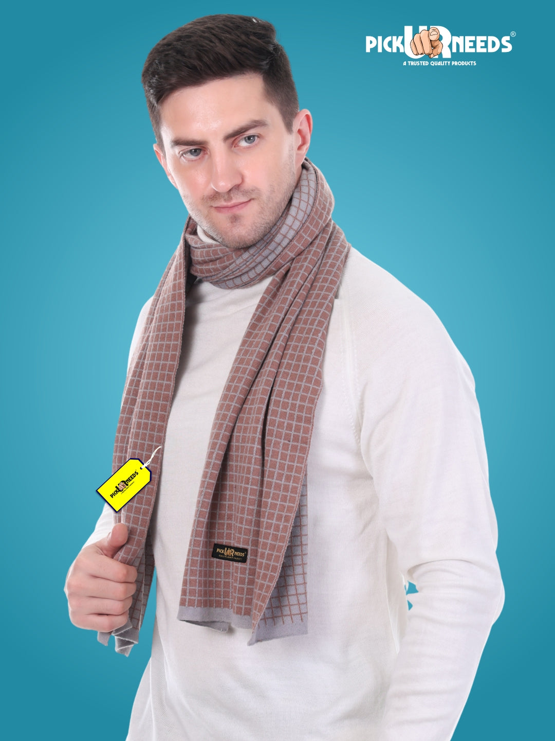 Pick Ur Needs Premium Checkered Winter Scarf, Muffler for Men – Soft, Warm, Breathable & Stylish