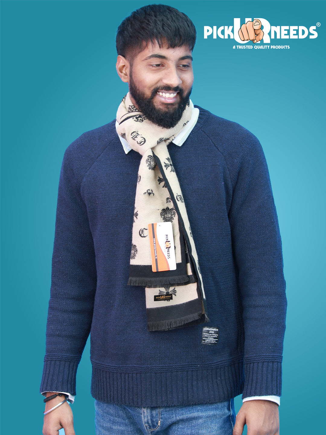 Pick Ur Needs Wool Blend Muffler for Men Soft Winter Scarf with Elegant Checks All-Day Comfort
