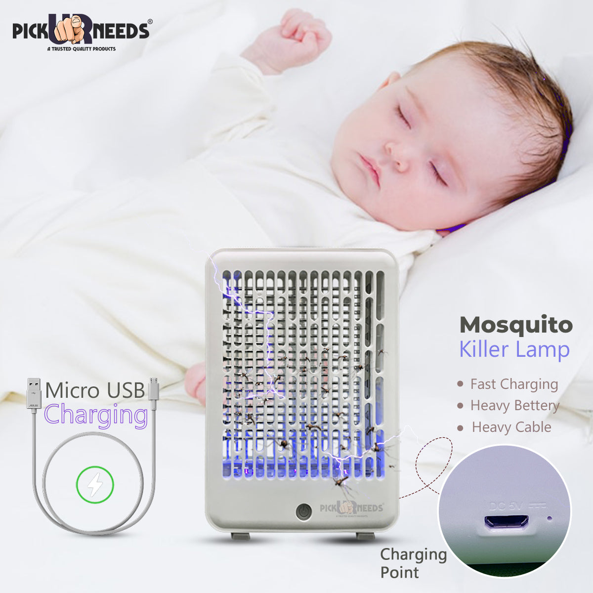 Pick Ur Needs Rechargeable Mosquito Killer Lamp Racket/Bat/Fly Swatter USB Charging Insect Killer