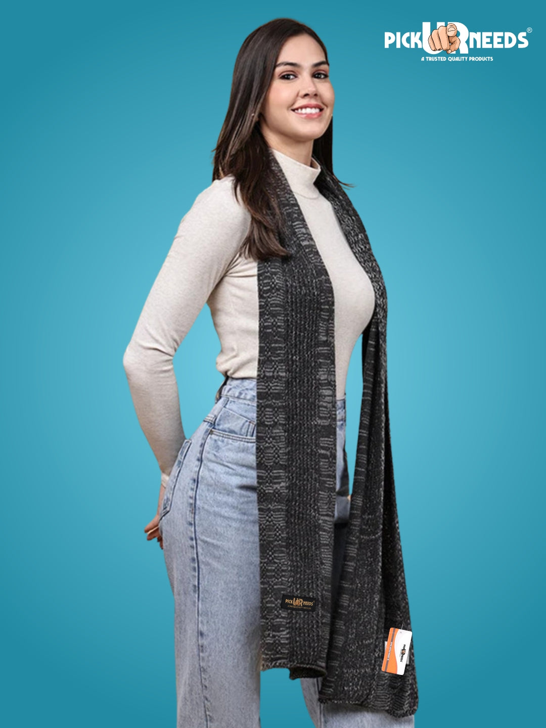 Pick Ur Needs Women’s Knitted Winter Scarf – Soft, Warm & Stylish Casual Long Muffler Stole for Girls