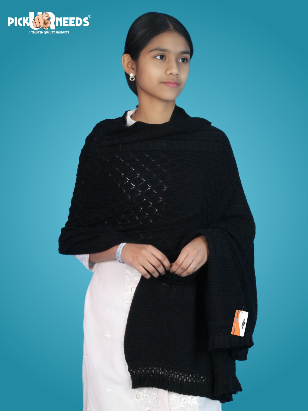 Pick Ur Needs Wool Self Design Women Shawl