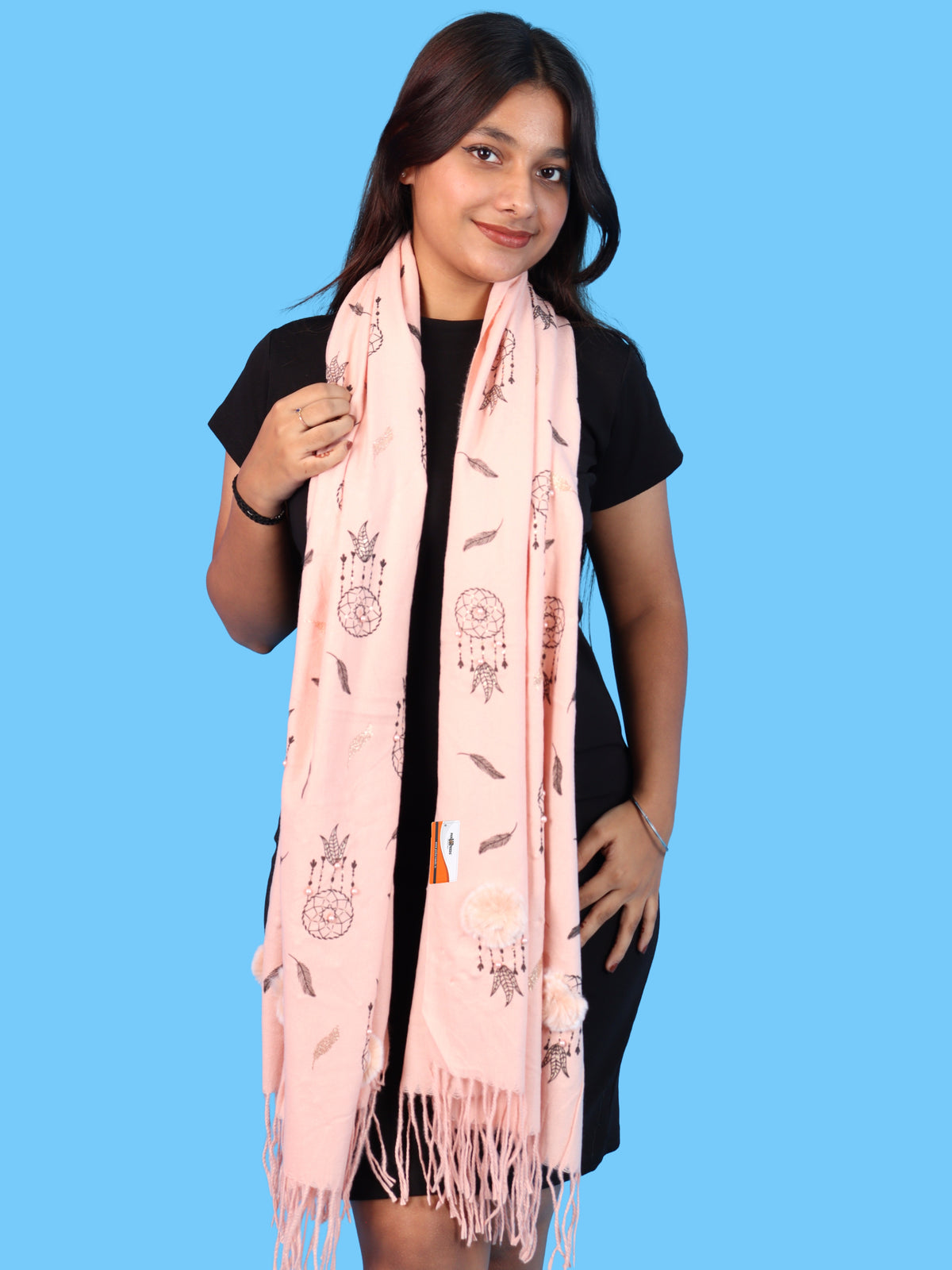 Pick Ur Needs Womens & Girls Muffler & Scarf with Elegant Dreamcatcher Print Soft Warm Lightweight Winter Neck Wrap with Stylish Fringes