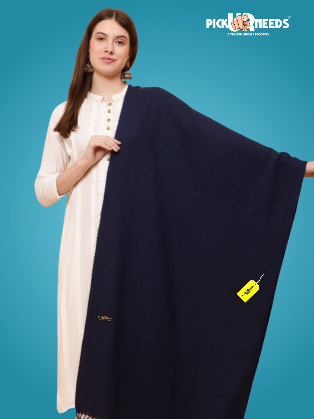 Pick Ur Needs Premium Women’s Wool Blend Scarf Soft Woolen Shawl Winter Stole with Tassels & Pom Poms