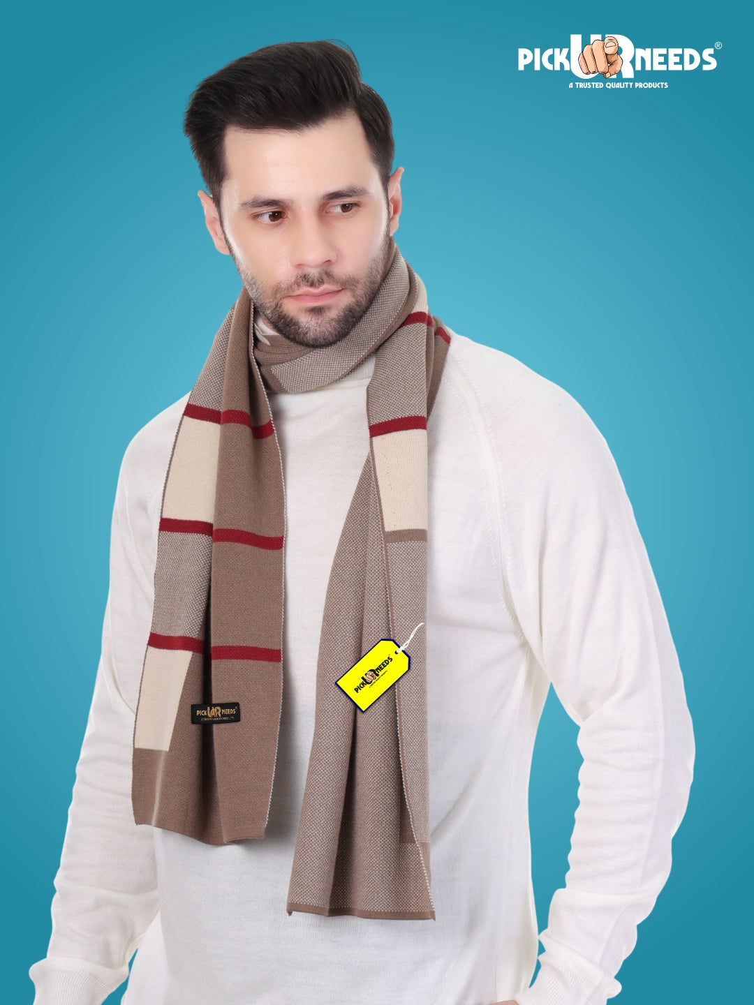 Pick Ur Needs Men’s Premium Winter Wool Muffler – Soft & Warm Knitted Scarf for Casual, Office & Travel Stylish Stripe Design