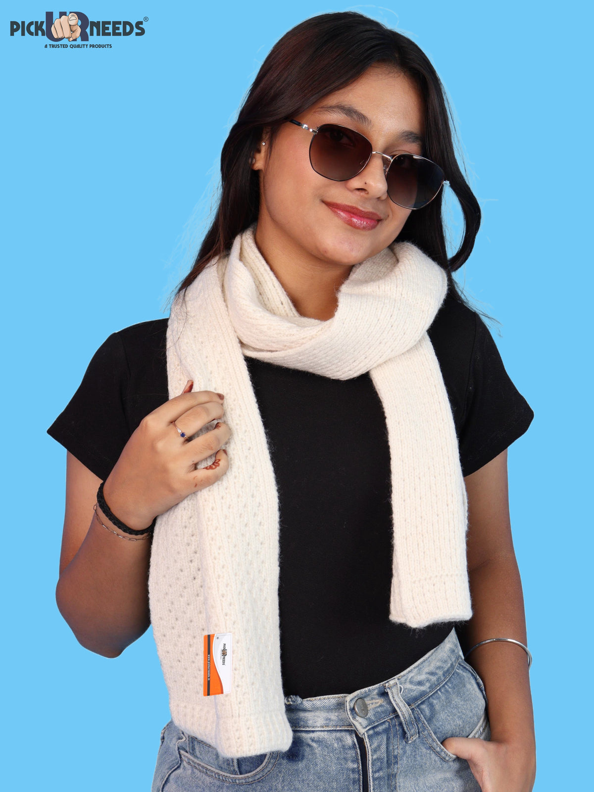 Pick Ur Needs Womens Soft Muffler Scarf, Lightweight Knitted Winter Stole, Warm & Cozy Long Neck Wrap for Women & Girls
