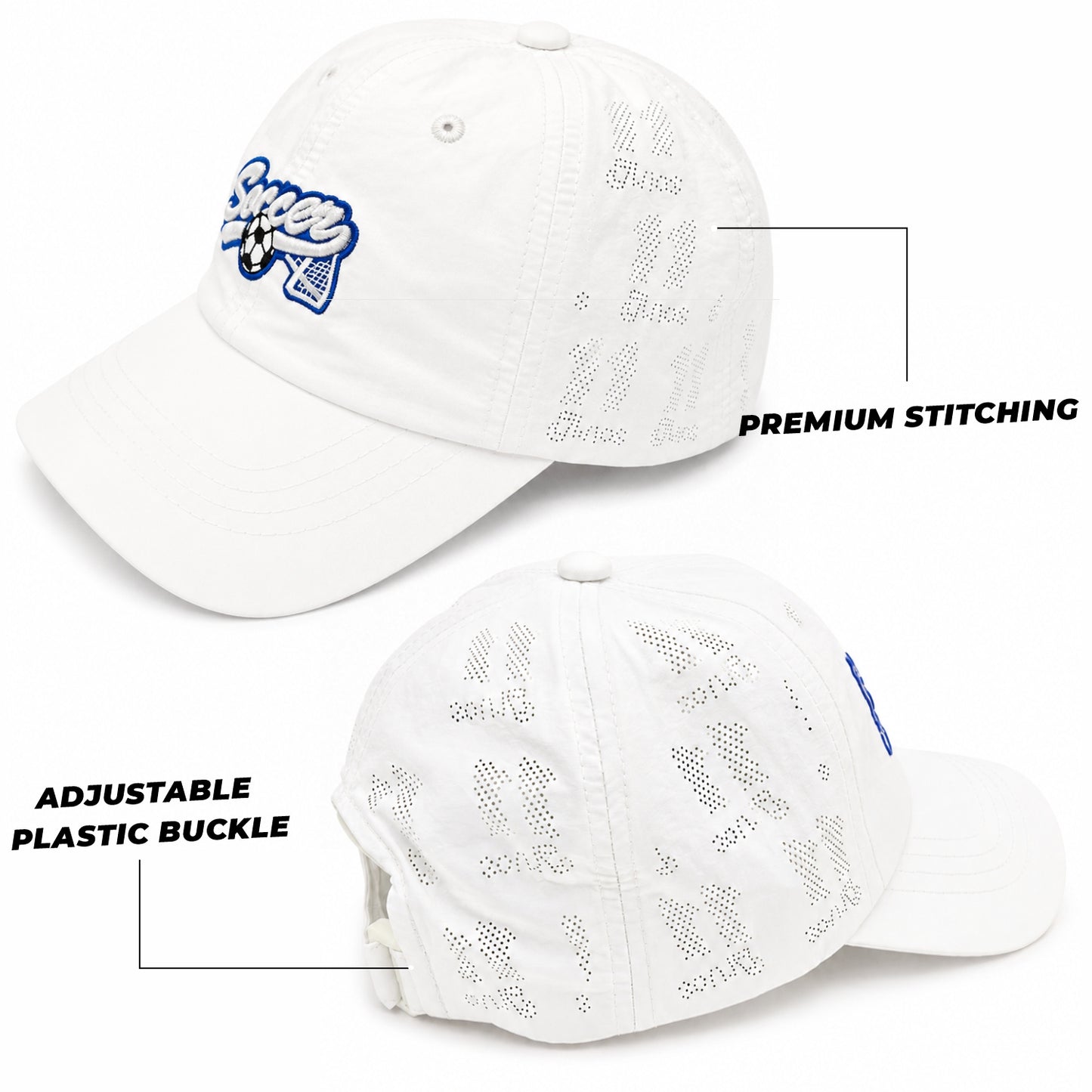 Pick Ur Needs Soccer Embroidered Performance Baseball Cap for Kids & Teens – Breathable Sun Protection Sports Hat, Adjustable Lightweight Soccer Caps