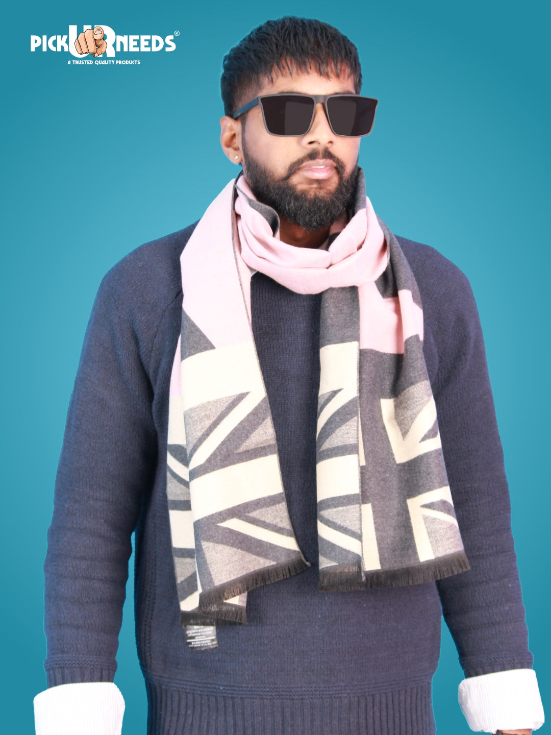Pick Ur Needs Wool Blend Muffler for Men Soft Winter Scarf with Elegant Checks All-Day Comfort