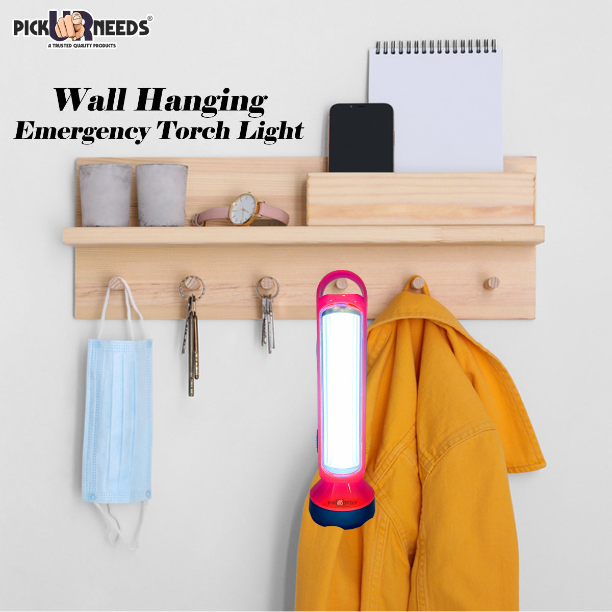 Pick Ur Needs Long Range LED Rechargeable Torch Lantern 5W +18 Bright SMD Tube 1600mAH Perfect Flashlight 20 hrs Torch Emergency Light  (Orange)