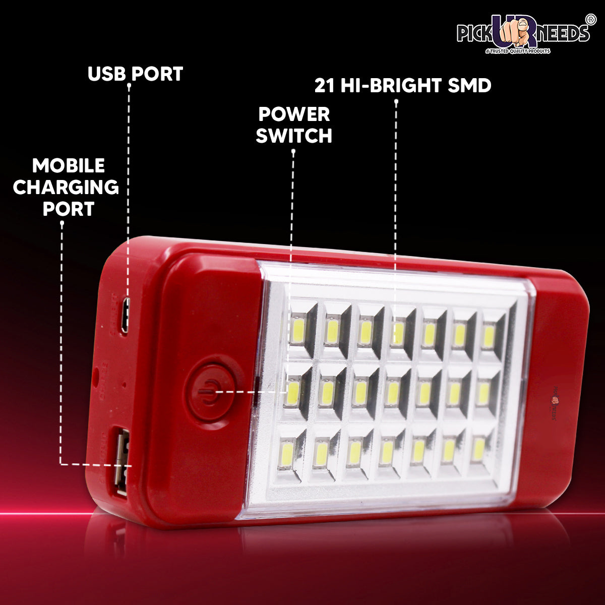 Pick Ur Needs Solar Power Bank Cum 21 Hi-Bright Led 6 hrs Lantern Emergency Light