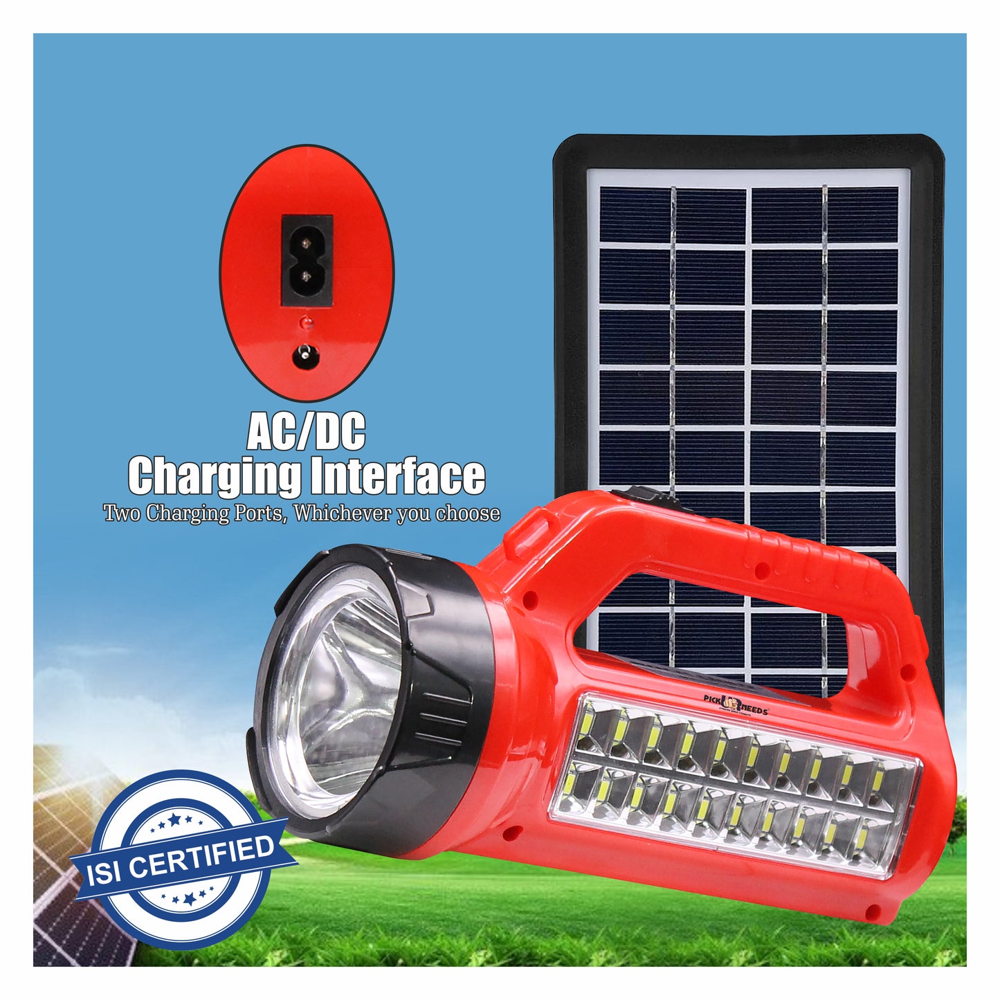 Pick Ur Needs 50W Rechargeable Torch Light With Support Solar Charge Laser + 20 SMD Bright LED 5 hrs Lantern Emergency Light