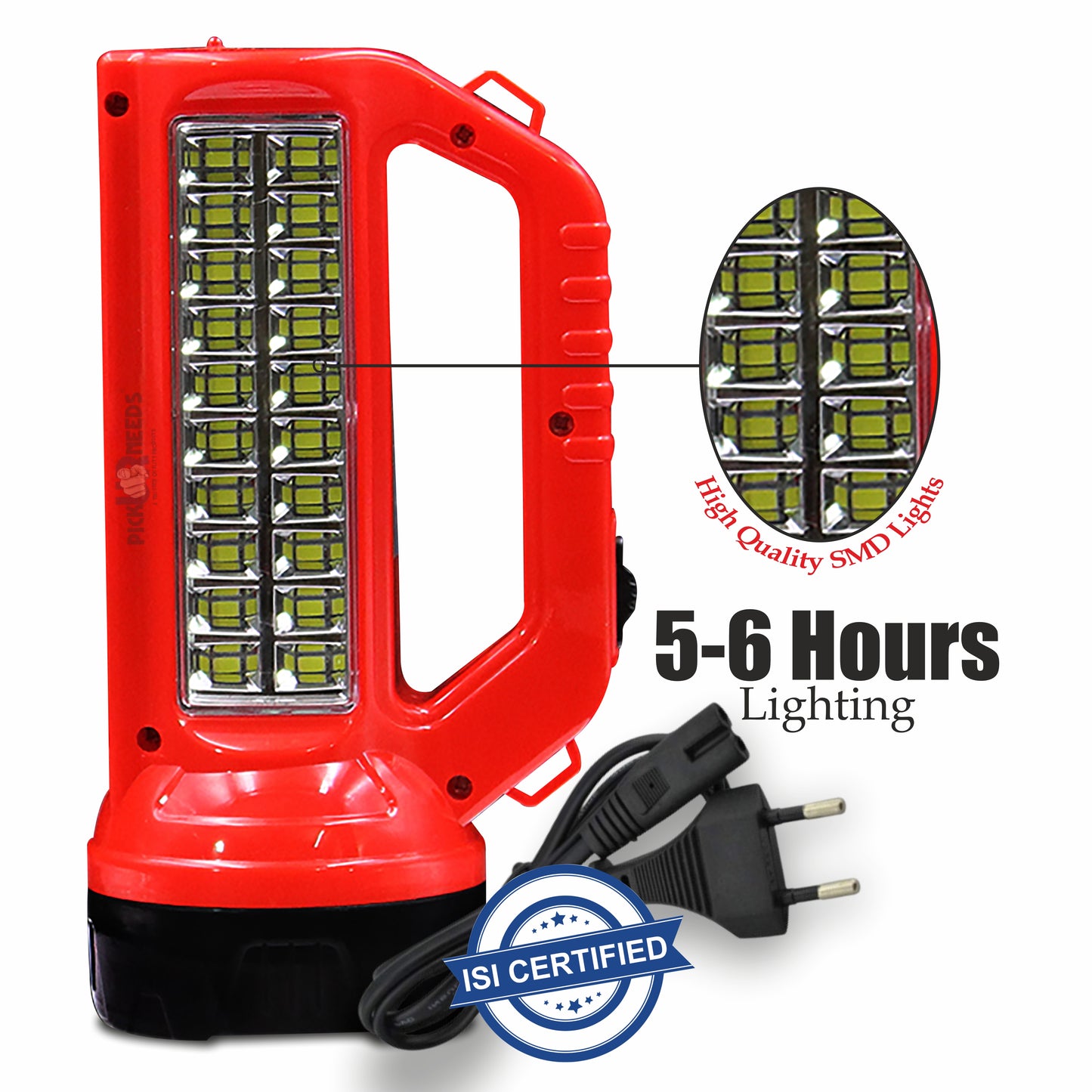Pick Ur Needs Rechargeable 50W Torch Light With Laser + 20 SMD Bright LED Support Solar Charge 5 hrs Torch Emergency Light  (Multicolor)