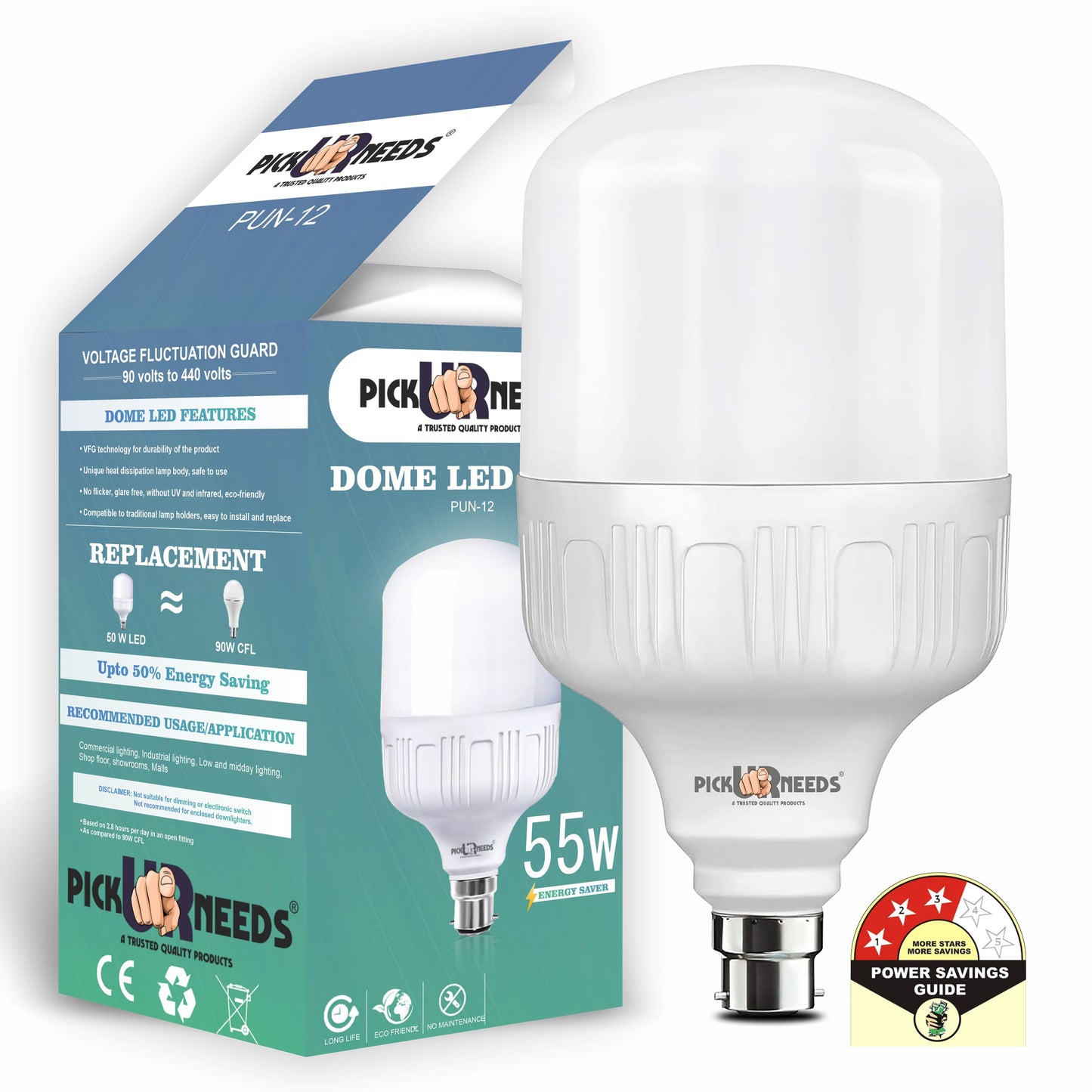 Pick Ur Needs 55 Watt High Brightness Bulb With 75 SMD LED B22 D AC Bulb 0 hrs Bulbs Emergency Light  (White)