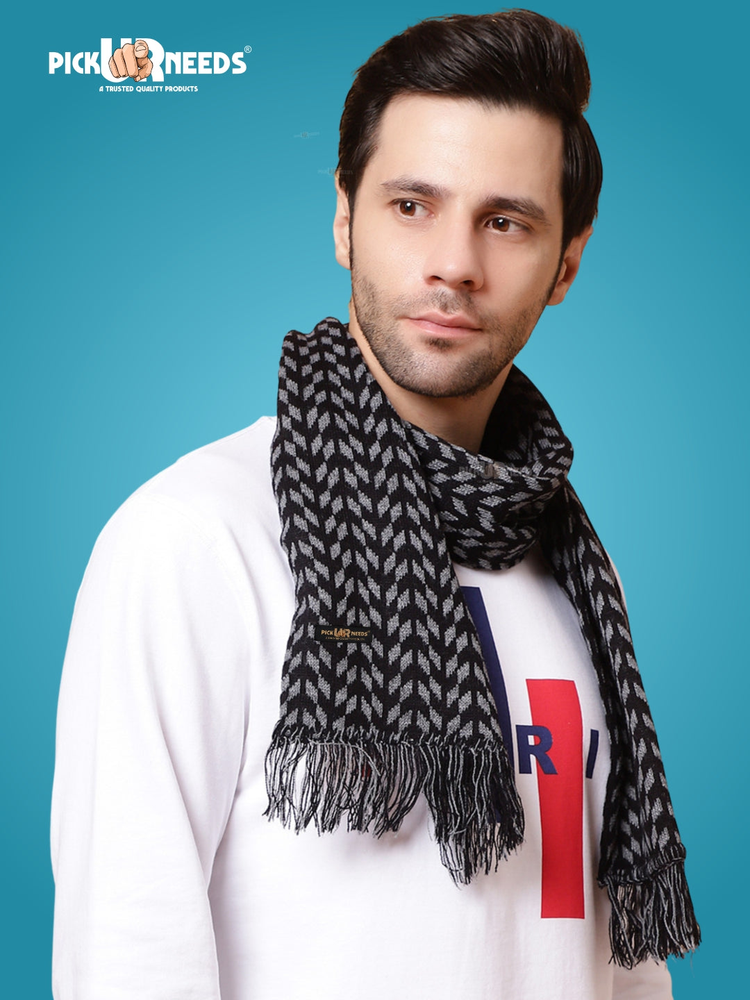 Pick Ur Needs Men's Stylish Zig Zag Knit Scarf  Soft, Warm & Breathable Fabric for Causal & Formal Wear Winter Muffler