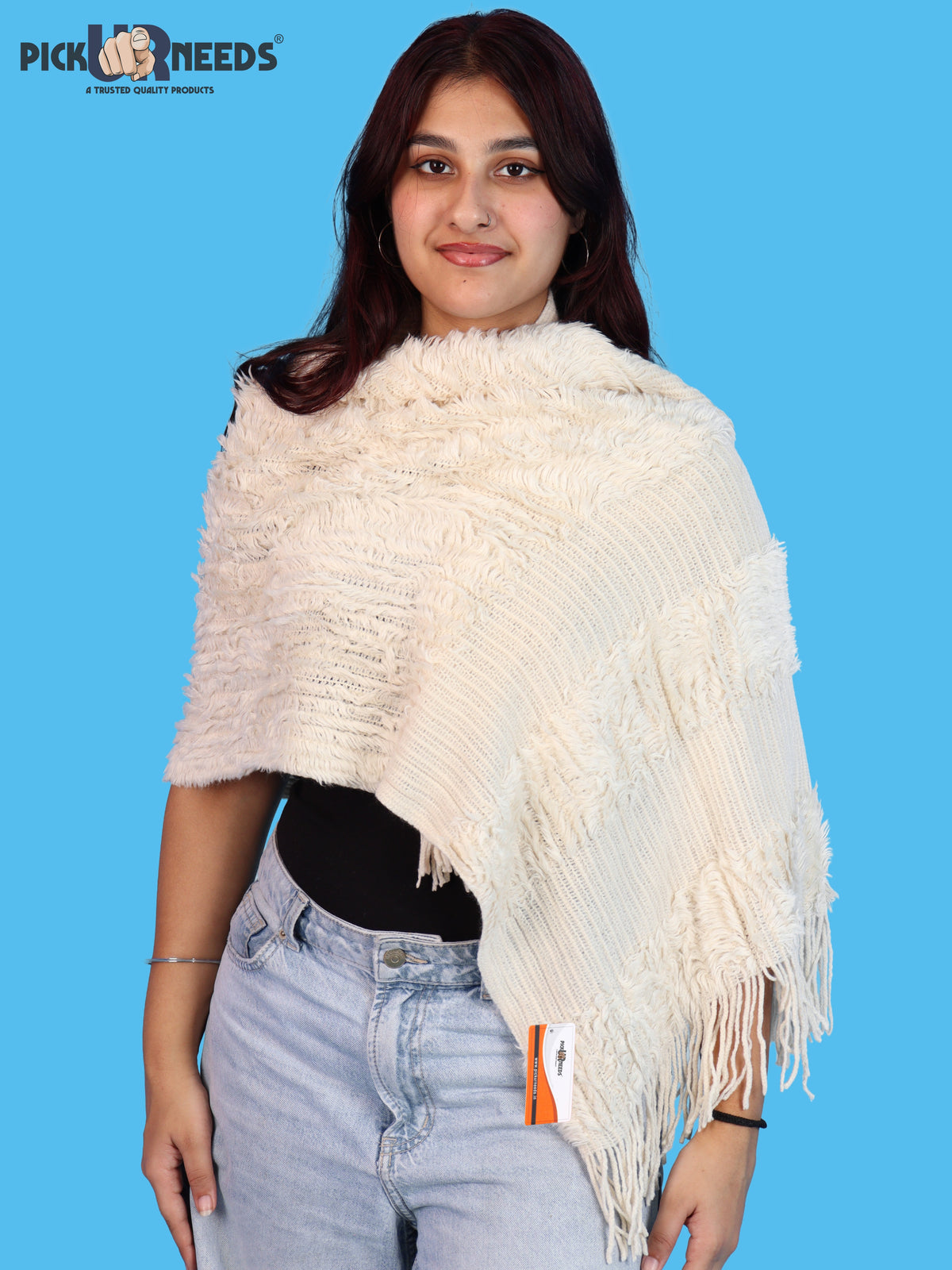 Pick Ur Needs Warm Winter Shawl & Stole for Women & Girls Soft Textured Woven Wrap with Fringe Detailing