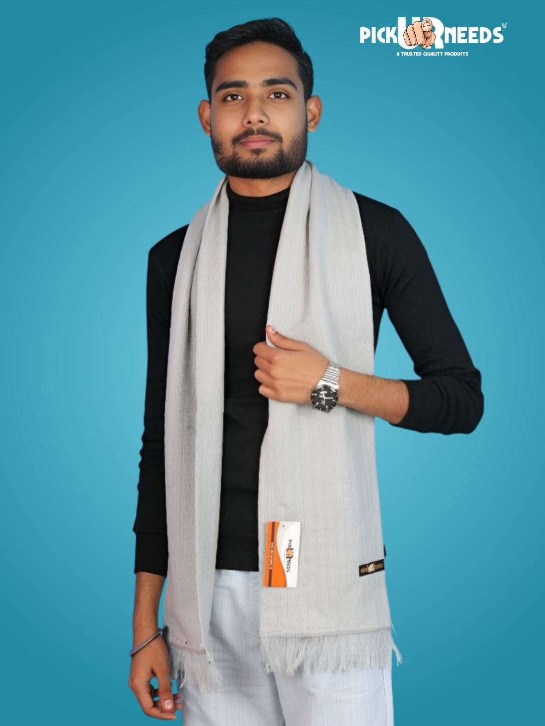 Pick Ur Needs Men’s Winter Woolen Muffler Soft & Warm Knitted Scarf with Fringes Premium Warm Mufflers