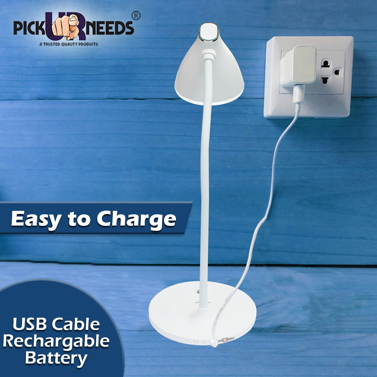 Pick Ur Needs Rocklight Touch On/Off Switch LED Desk Lamp (White) Study Lamp