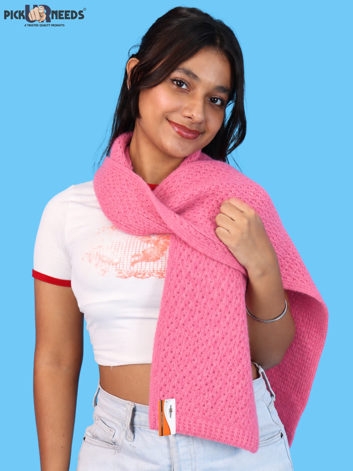 Pick Ur Needs Womens Soft Muffler Scarf, Lightweight Knitted Winter Stole, Warm & Cozy Long Neck Wrap for Women & Girls