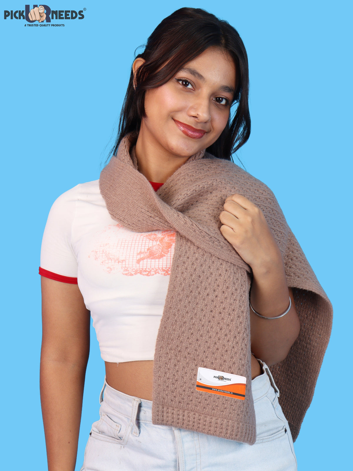 Pick Ur Needs Womens Soft Muffler Scarf, Lightweight Knitted Winter Stole, Warm & Cozy Long Neck Wrap for Women & Girls