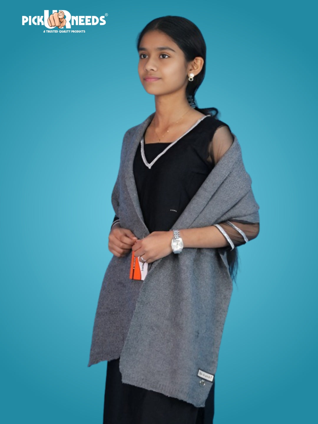 Pick Ur Needs Women's Knit Shawl Wrap with Border Soft, Warm & Lightweight Winter Stole Elegant Tan Bordered Scarf for Girls