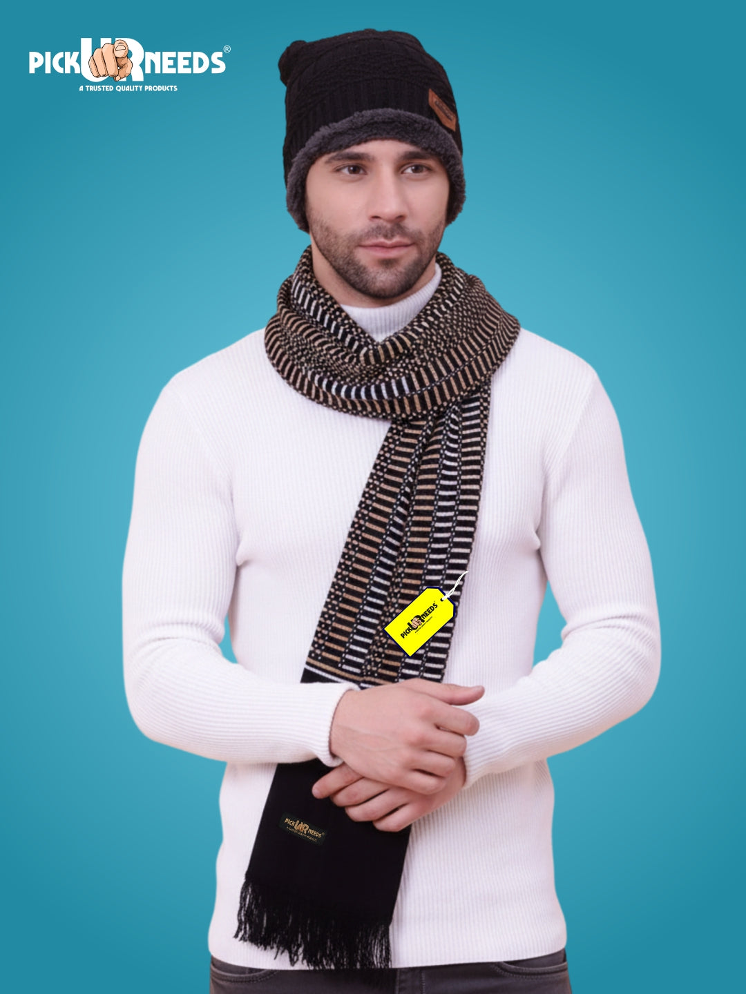 Pick Ur Needs Premium Winter Muffler for Men Soft Woolen Knitted Scarf for Warmth & Style