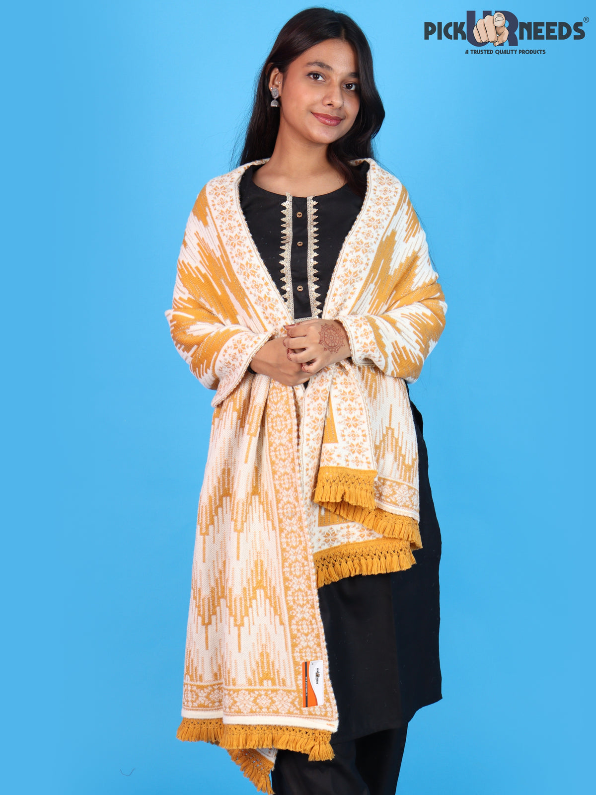 Pick Ur Needs Premium Wool Shawl For Womens & Girls Winter Muffler Soft Knitted Designer Wrap Warm Stole