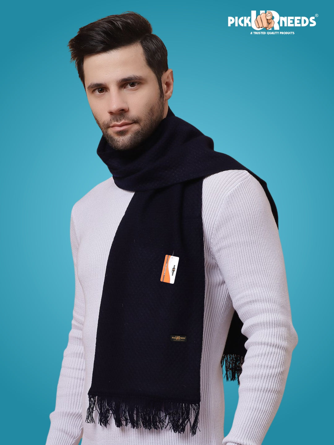 Pick Ur Needs Premium Soft Knitted Winter Muffler for Men Elegant Wool Blend Scarf with Tassel Fringe Stylish Warm Winter Wear for Casual & Formal Outfits