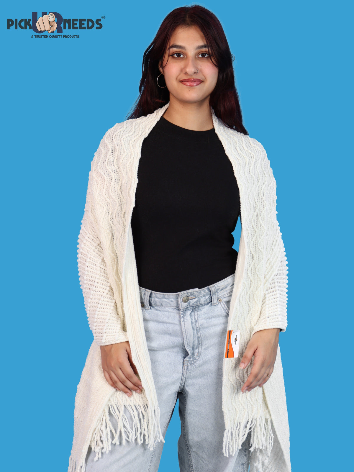 Pick Ur Needs Premium Winter Stole & Muffler for Women Soft Woven Textured Wrap with Elegant Fringes Warm Shawl