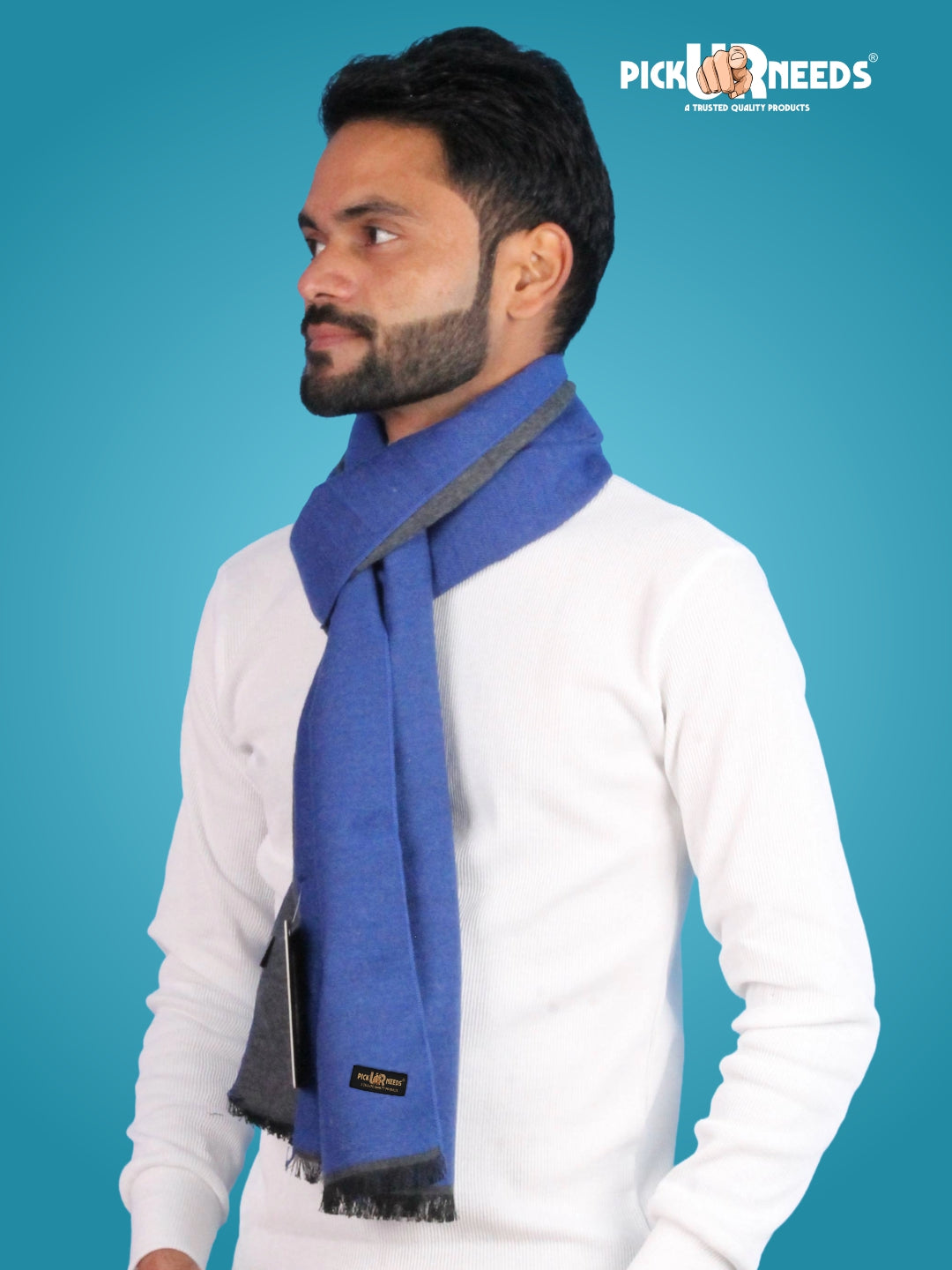 Pick Ur Needs Reversible Winter Muffler for Men Dual-Color Soft Woolen Scarf Warm, Stylish & Lightweight Muffler for Casual, Office & Outdoor Wear