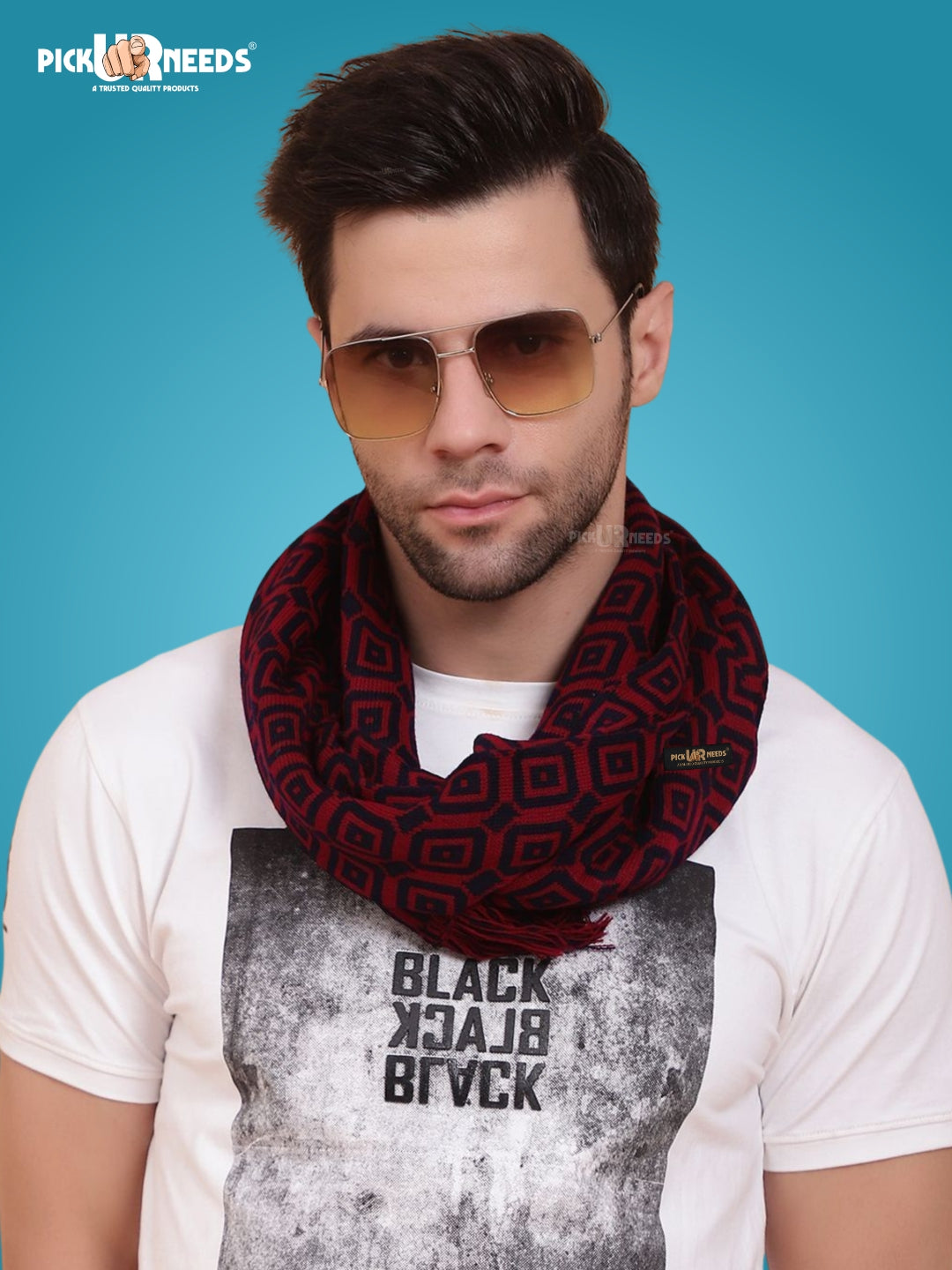 Pick Ur Needs Men's Stylish Zig Zag Knit Scarf  Soft, Warm & Breathable Fabric for Causal & Formal Wear Winter Muffler