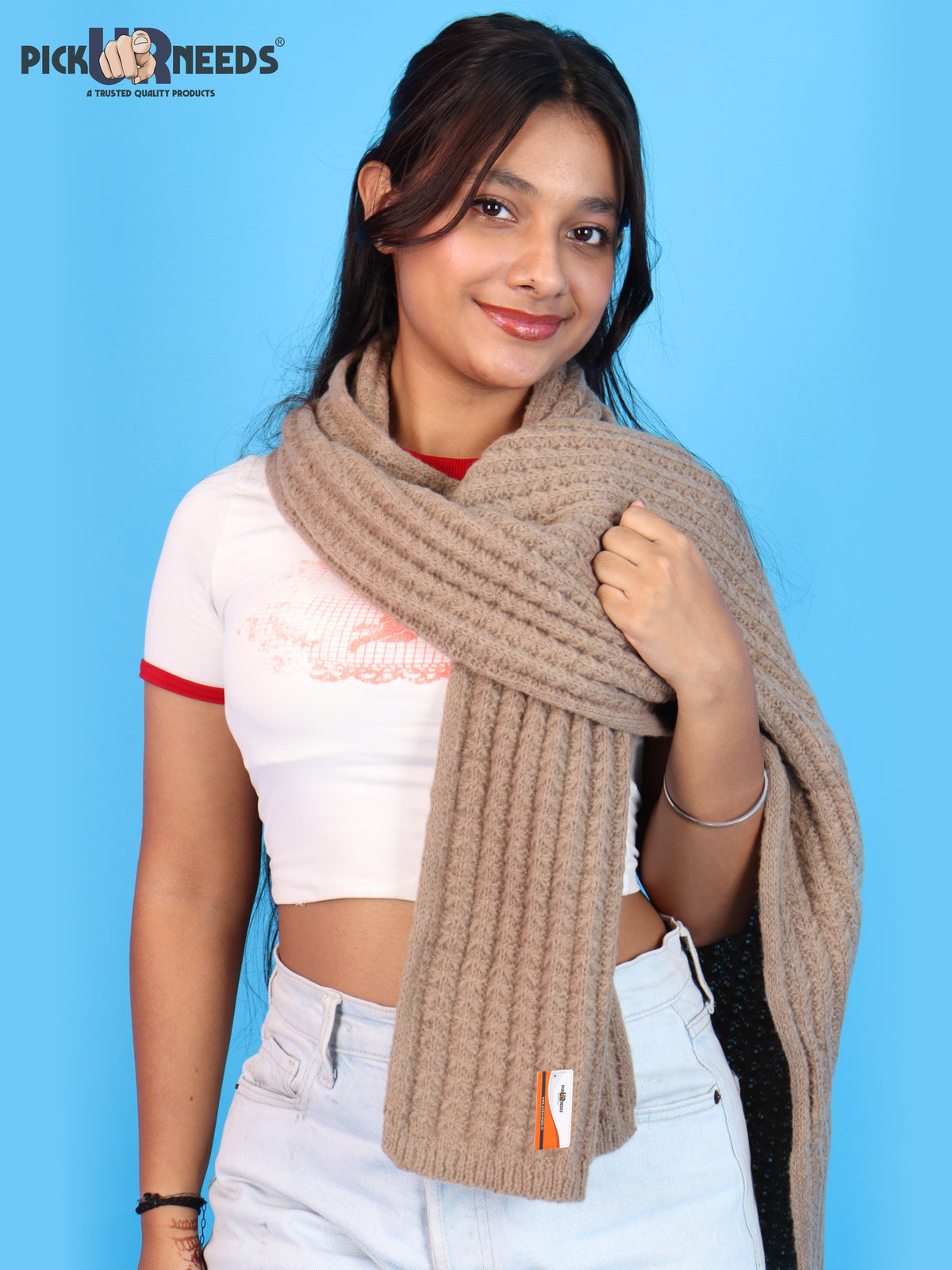 Pick Ur Needs Women Girls Premium Knitted Muffler Soft Cozy Winter Neck Scarf Long Warm Wrap Stylish Winter Accessory