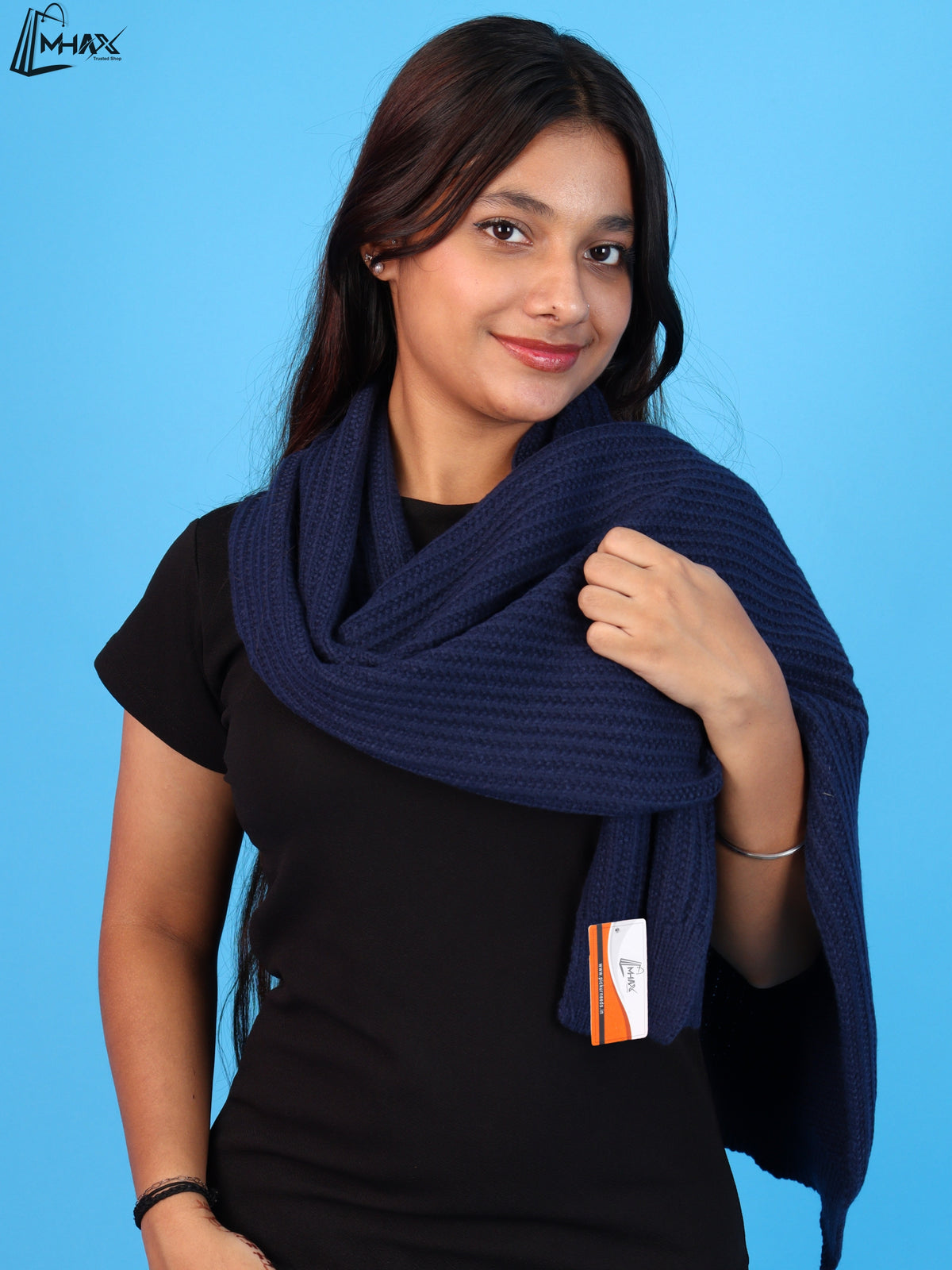 Pick Ur Needs Womens Stylish Knitted Muffler Scarf, Long Ribbed Knit Winter Neck Wrap, Soft Textured Cozy Scarf for Girls