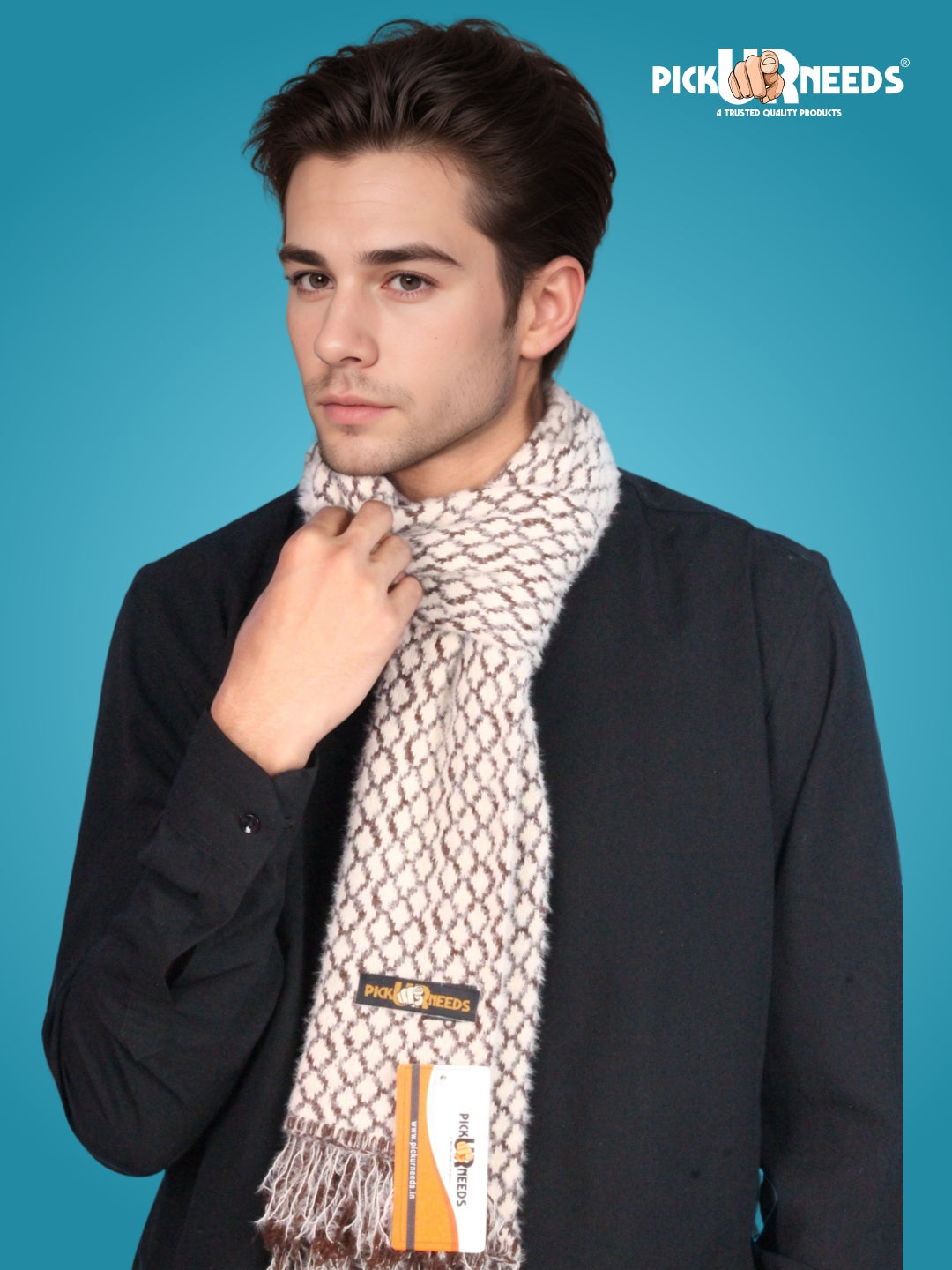 Pick Ur Needs Soft Warm Woolen Premium Winter Muffler for Men Scarf with Stylish Check Pattern Long & Comfortable Cold Weather Neck Wrap