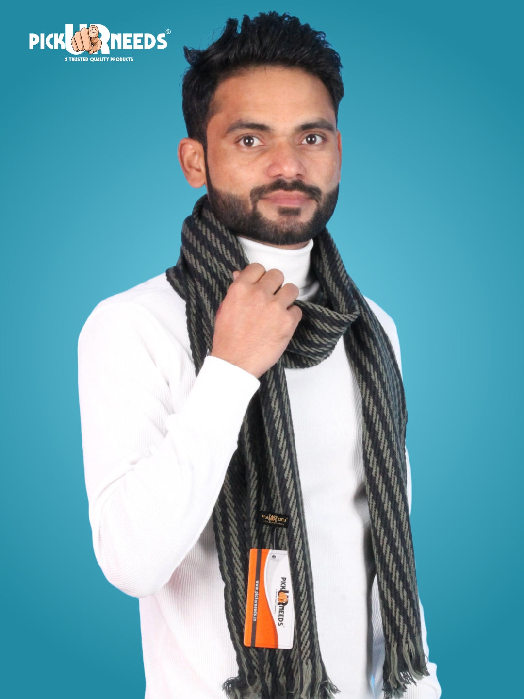 Pick Ur Needs Premium Men's Warm And Stylish Woolen Muffler With Multicolour Stripes And Stylish Tussles Ends