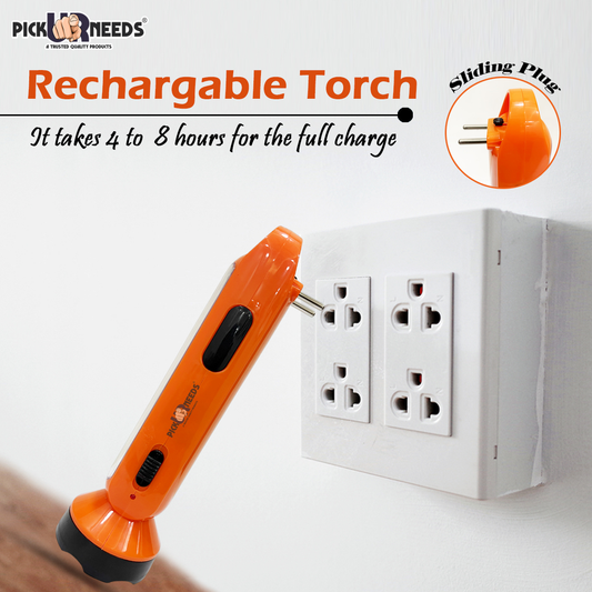 Pick Ur Needs Long Range LED Rechargeable Torch Lantern 5W +18 Bright SMD Tube 1600mAH Perfect Flashlight 20 hrs Torch Emergency Light  (Orange)