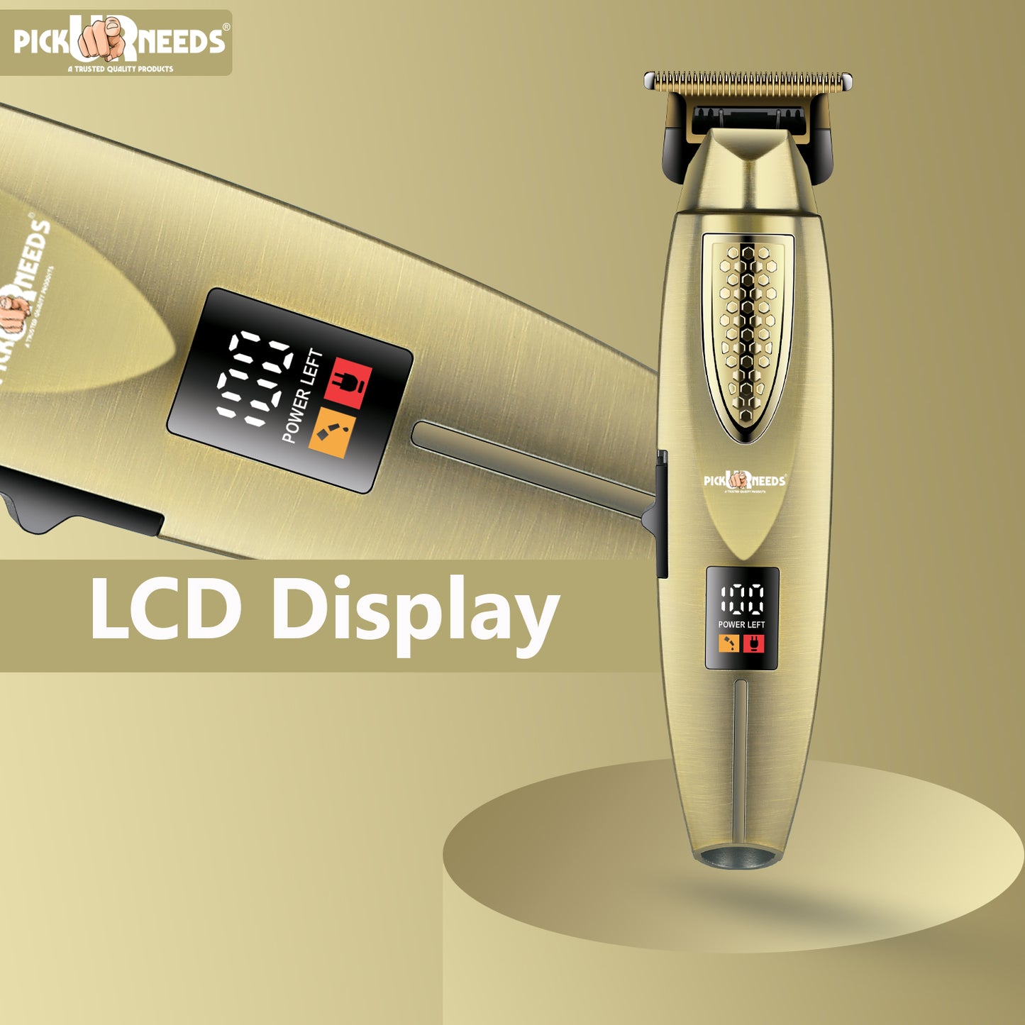 Pick Ur Needs Stylish Premium Design Hair Trimmer 180 min Runtime 3 Length Settings  (Gold)