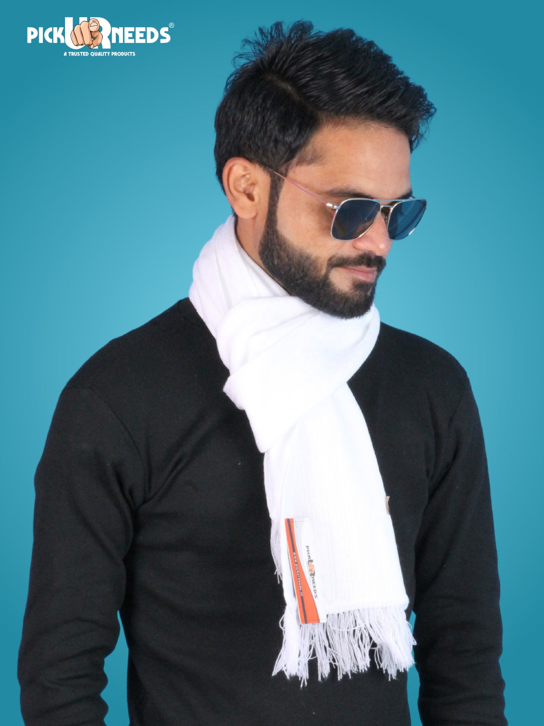 Pick Ur Needs Men’s Winter Woolen Muffler Soft & Warm Knitted Scarf with Fringes Premium Warm Mufflers