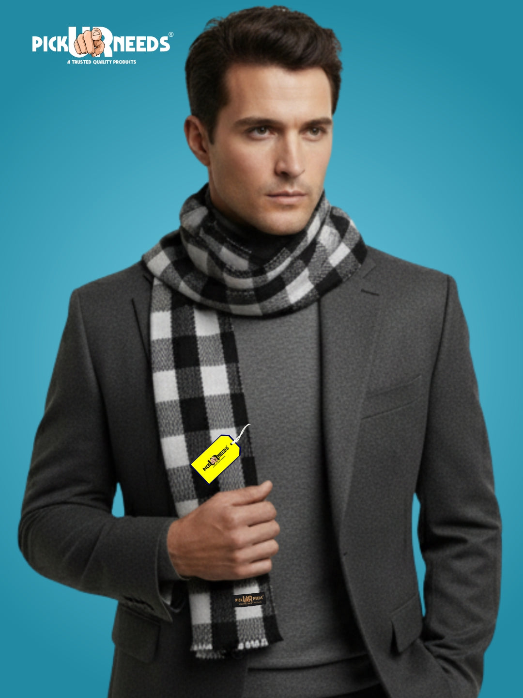 Pick Ur Needs Premium Men's Warm And Stylish Woolen Muffler With Multicolour Stripes And Stylish Tussles Ends