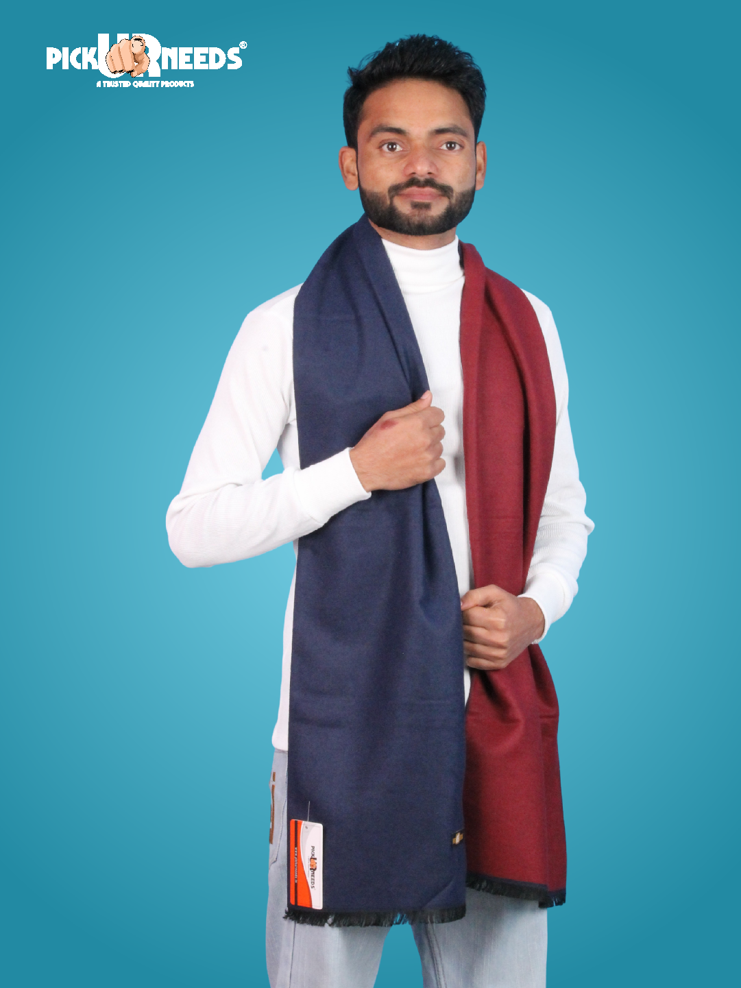 Pick Ur Needs Reversible Winter Muffler for Men Dual-Color Soft Woolen Scarf Warm, Stylish & Lightweight Muffler for Casual, Office & Outdoor Wear