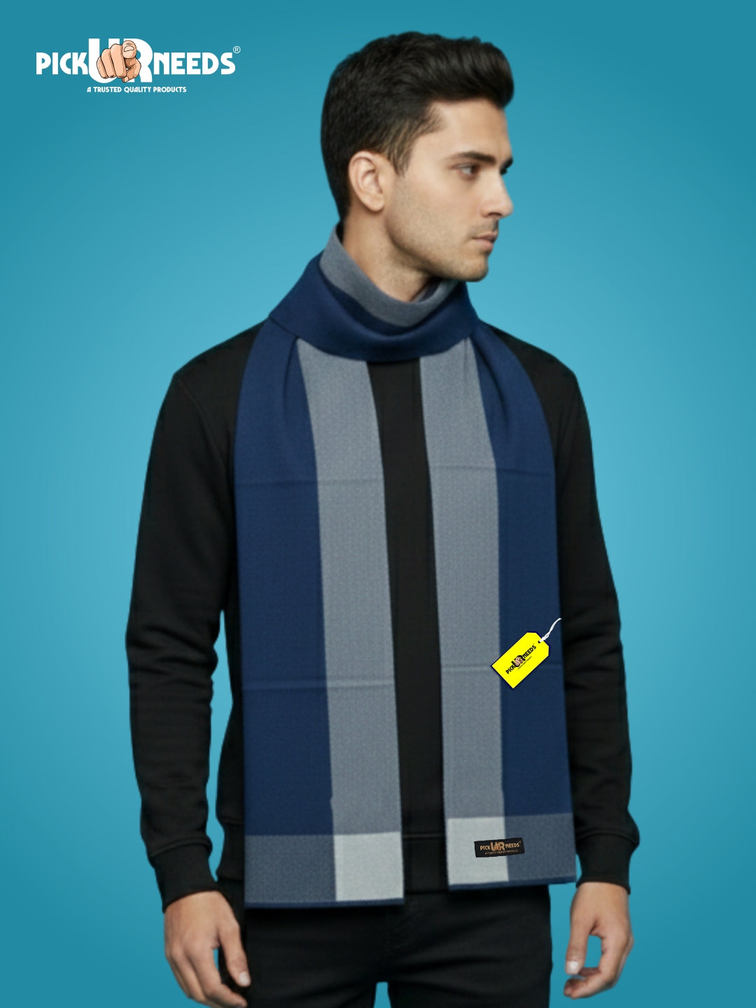 Pick Ur Needs Men’s Premium Winter Wool Muffler – Soft & Warm Knitted Scarf for Casual, Office & Travel Stylish Stripe Design