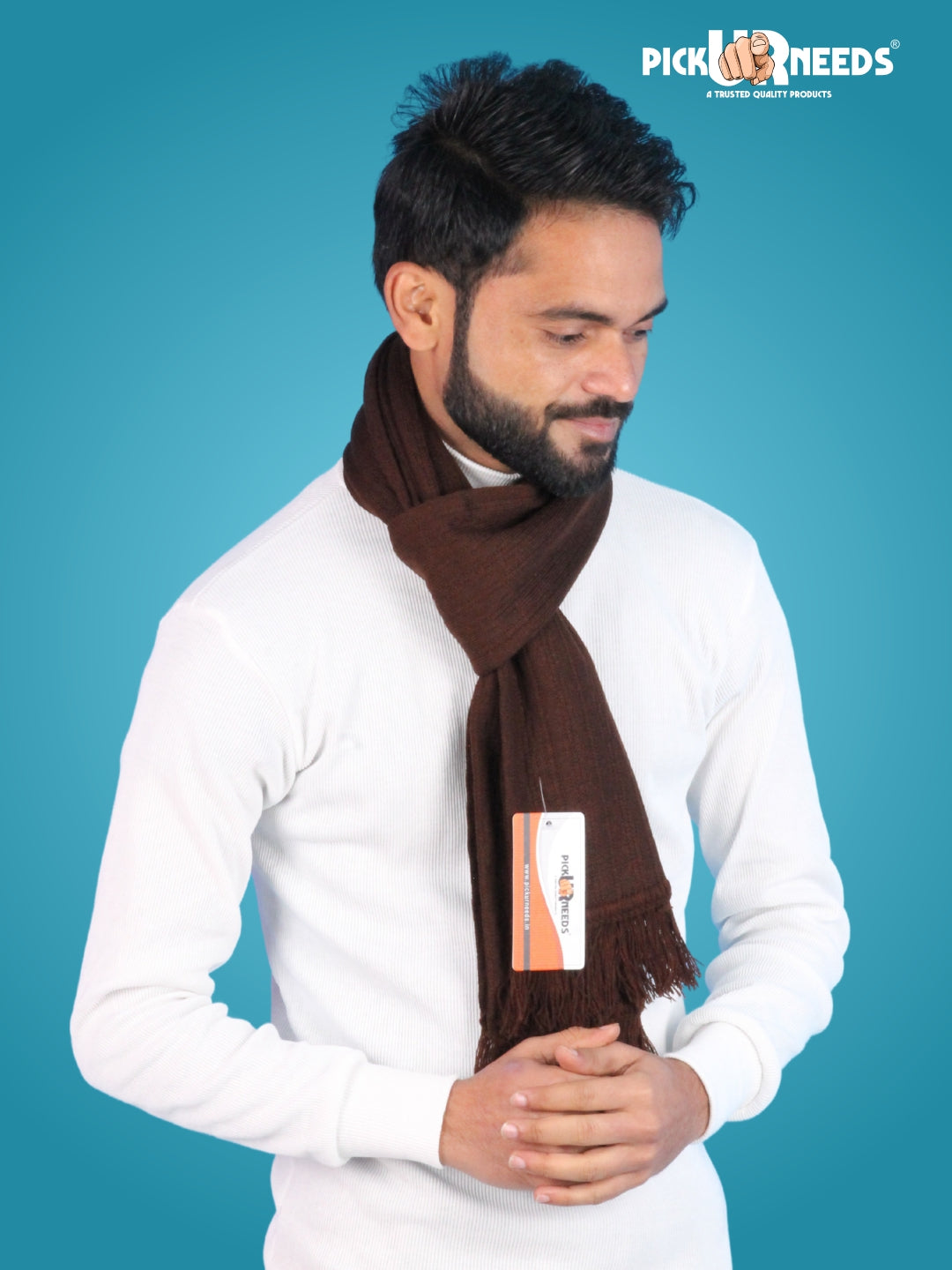 Pick Ur Needs Men’s Winter Woolen Muffler Soft & Warm Knitted Scarf with Fringes Premium Warm Mufflers