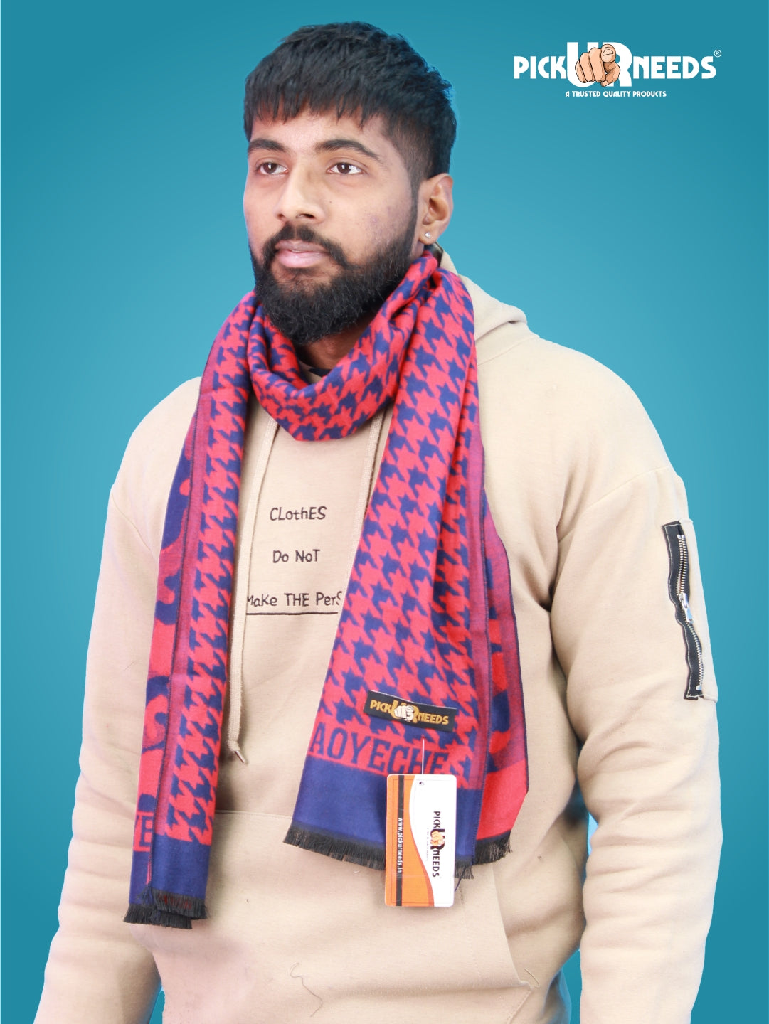 Pick Ur Needs Wool Blend Muffler for Men Soft Winter Scarf with Elegant Checks All-Day Comfort