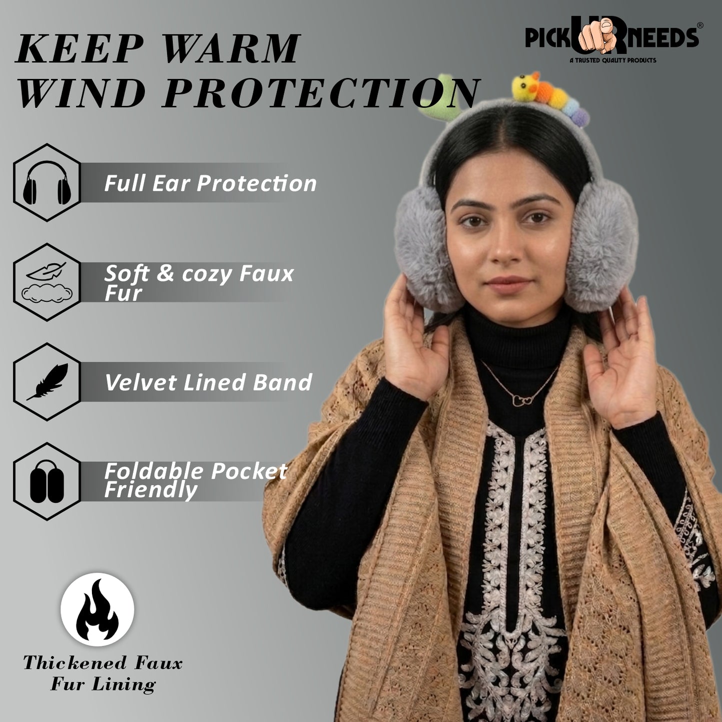 Pick Ur Needs Stylish Stone Design Foldable / Adjustable Ear Muff High Quality Furr Ear Warmer Ear Muff