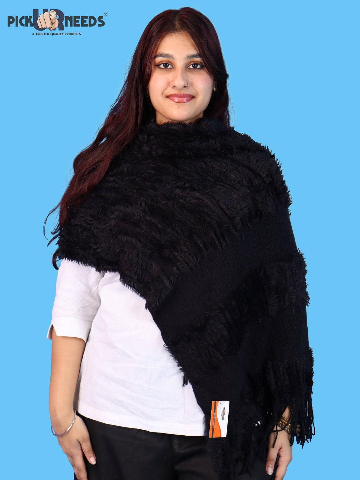 Pick Ur Needs Premium Winter Muffler for Women & Girls Soft Textured Woven with Fringe Detailing Warm Lightweight Neck Wrap