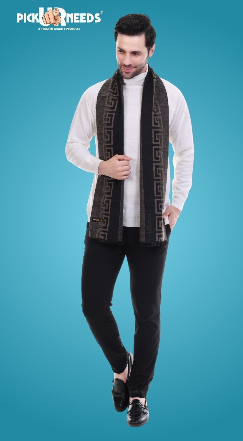 Pick Ur Needs Men's Muffler Check Desgin Premium Woolen Blend Fabric Stylish Look Muffler For Men